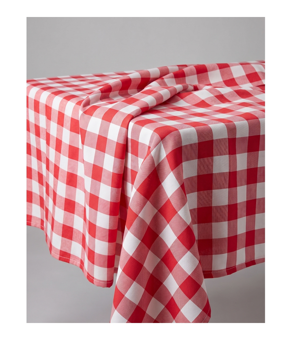 Spun Polyester Checker Red Fabric 320cm