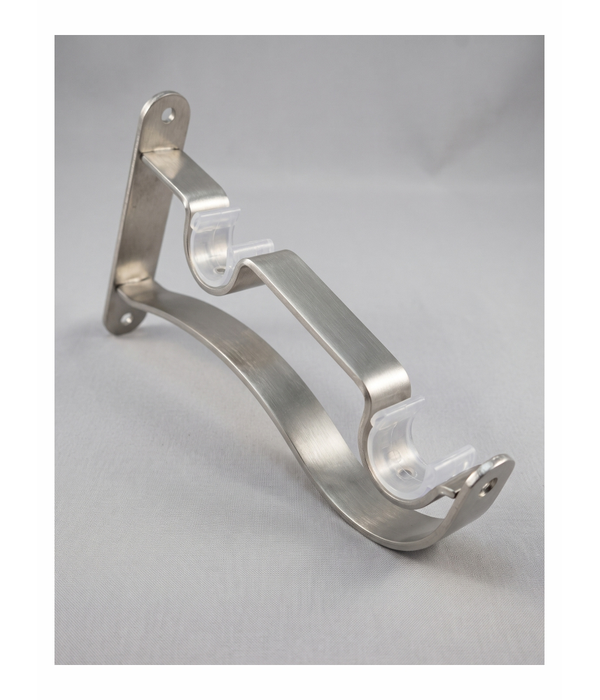 Metal Rod Bracket Double Silver