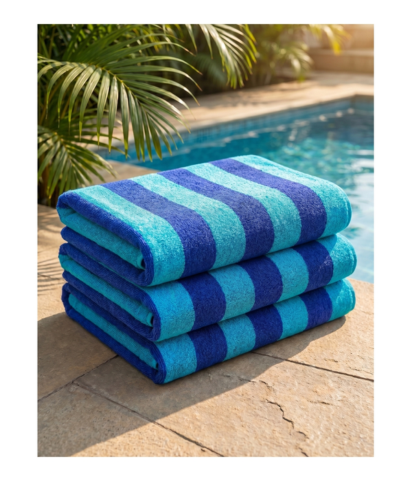 Pool Towel Stripe Royal-Aqua 