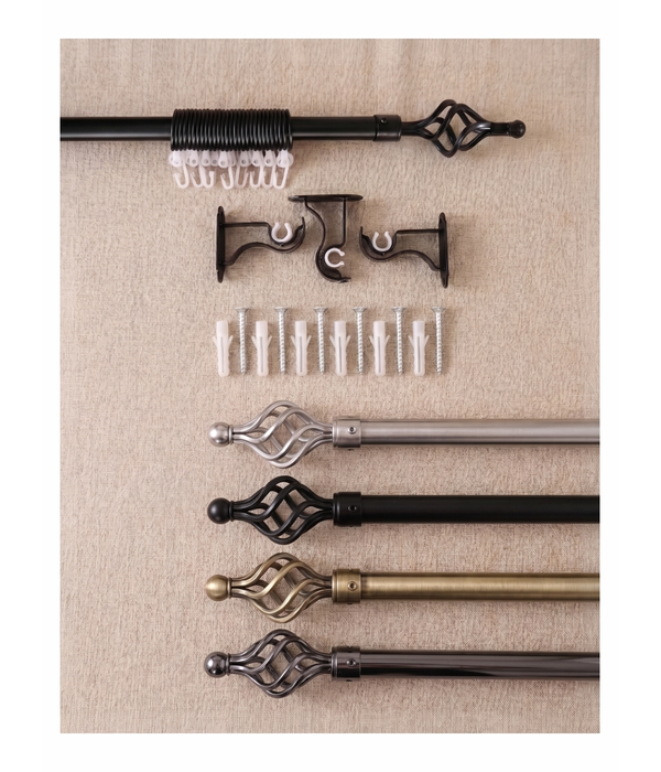 Extendable Curtain Rod 1.6-3mt Set with Spiral Finials