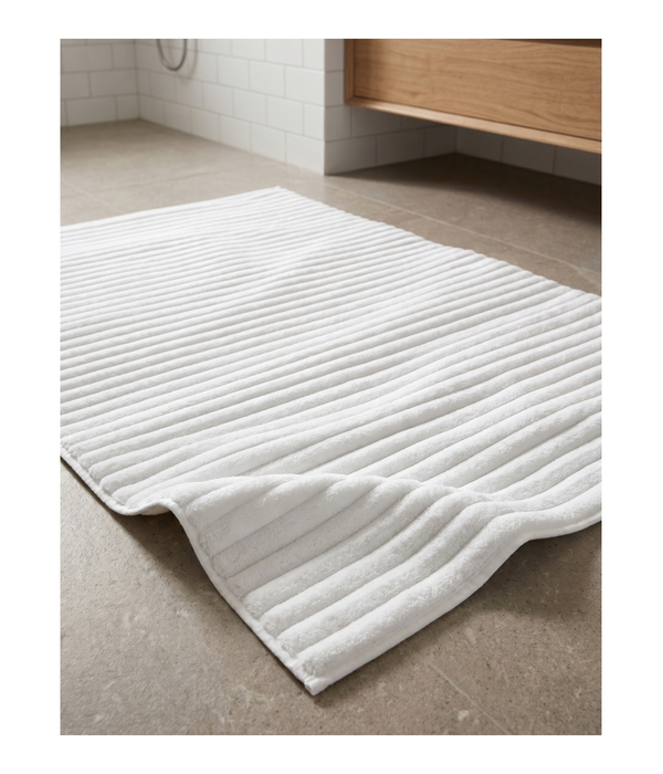 White Bath Mat Ribbed
