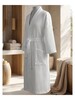 Bath Robe Waffle Deep Checks White