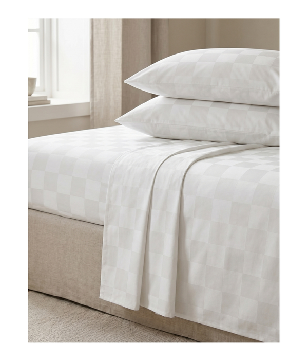 Flat-Fitted Sheet Sets 9cm Checks Cotton 375TC