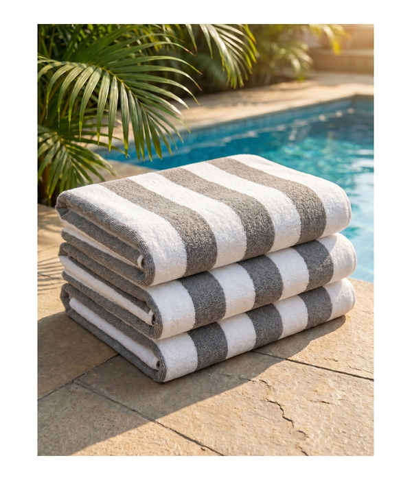 Pool Towel Stripe Grey-White 