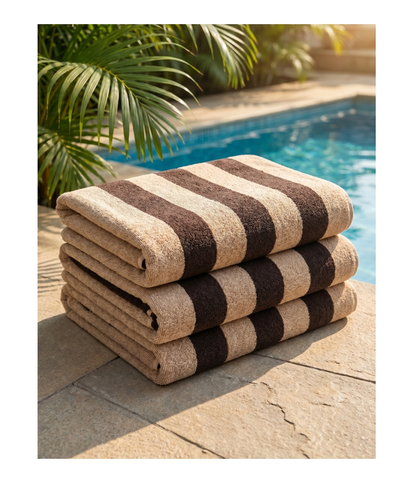 Pool Towel Stripe Beige-Brown