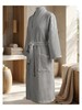 Bath Robe Waffle Deep Checks Grey