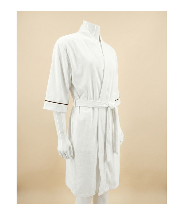 Bath Robe Microfiber with Brown Piping